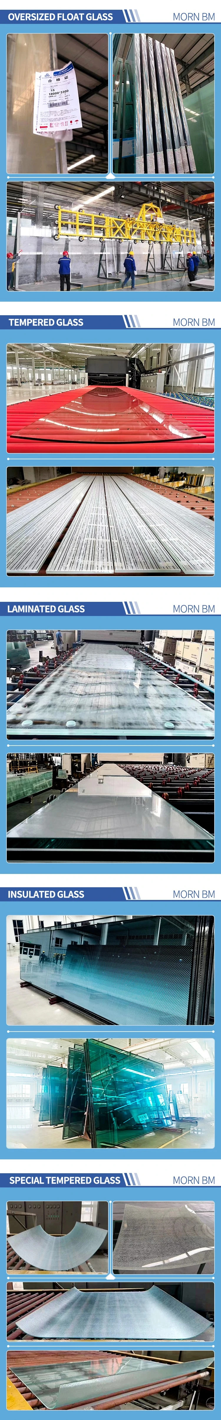 12000mm Oversized Diptech Digital Printed PVB/Sgp Structural Glass Laminated Glass for Glass Facade/Fin Building Glass Smart Glass Railing Glass Shop Glass