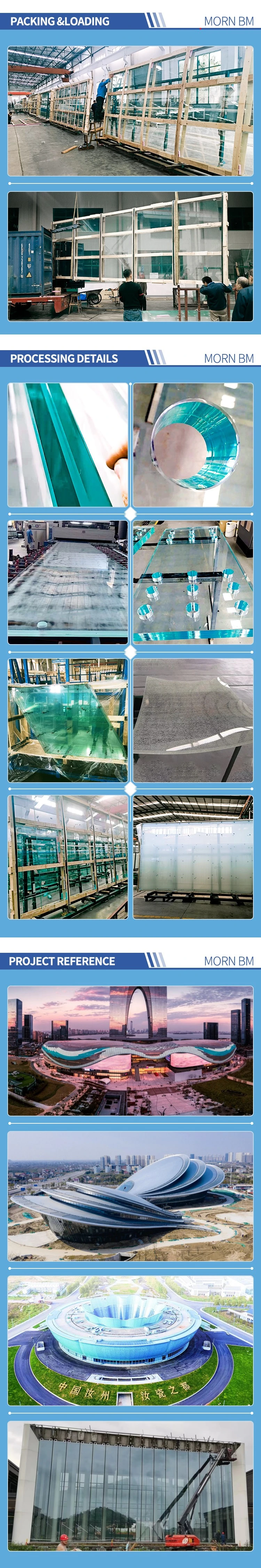 12000mm Oversized Diptech Digital Printed PVB/Sgp Structural Glass Laminated Glass for Glass Facade/Fin Building Glass Smart Glass Railing Glass Shop Glass